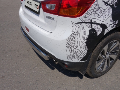 Защита заднего бампера овальная 75х42 мм ТСС для Mitsubishi ASX 2010-2016